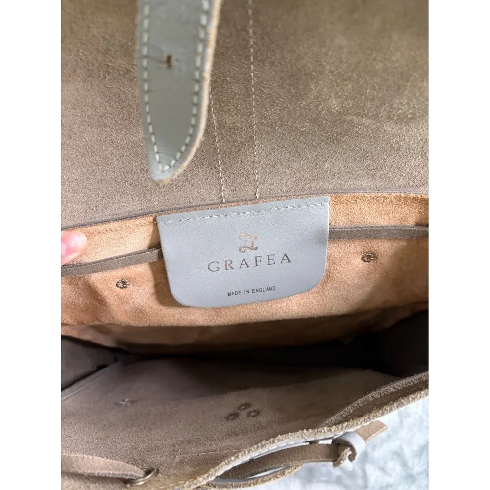 Grafea Hari Gray Leather Backpack Made in England Satchel Rucksack Medium